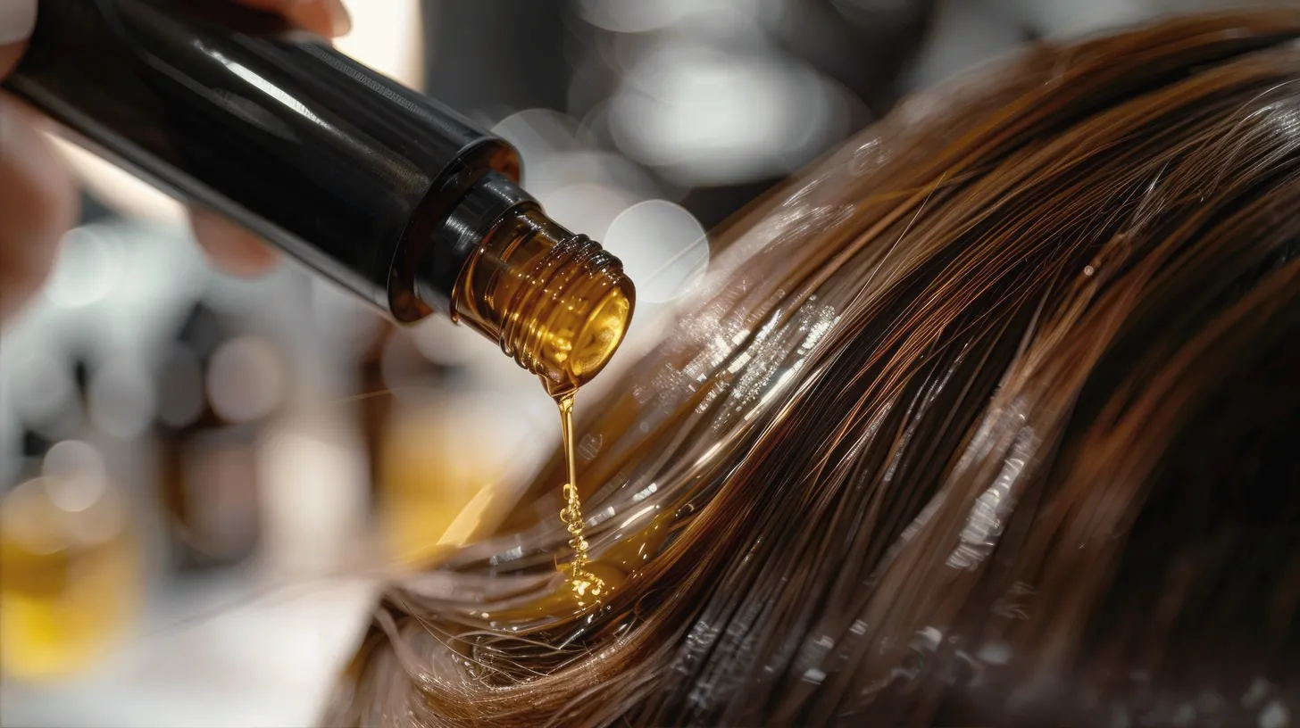 Aceite capilar aplicado con gotero sobre el cabello
