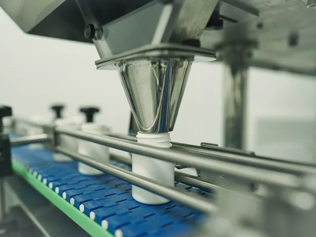 Línea de llenado de envases en producción